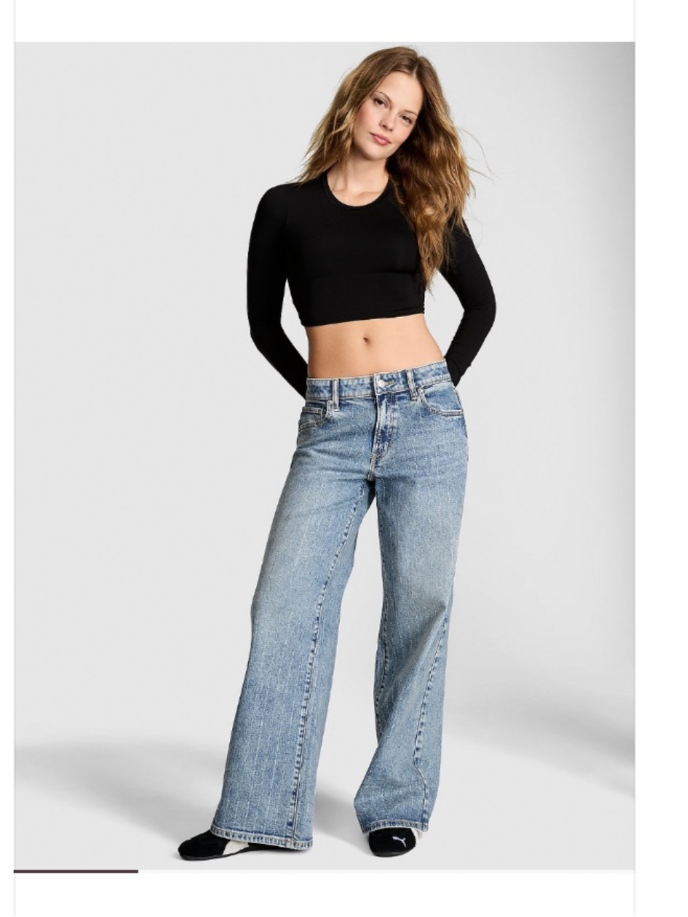 PINK Victoria's Secret Embellished Wide-Leg Jeans Size 12